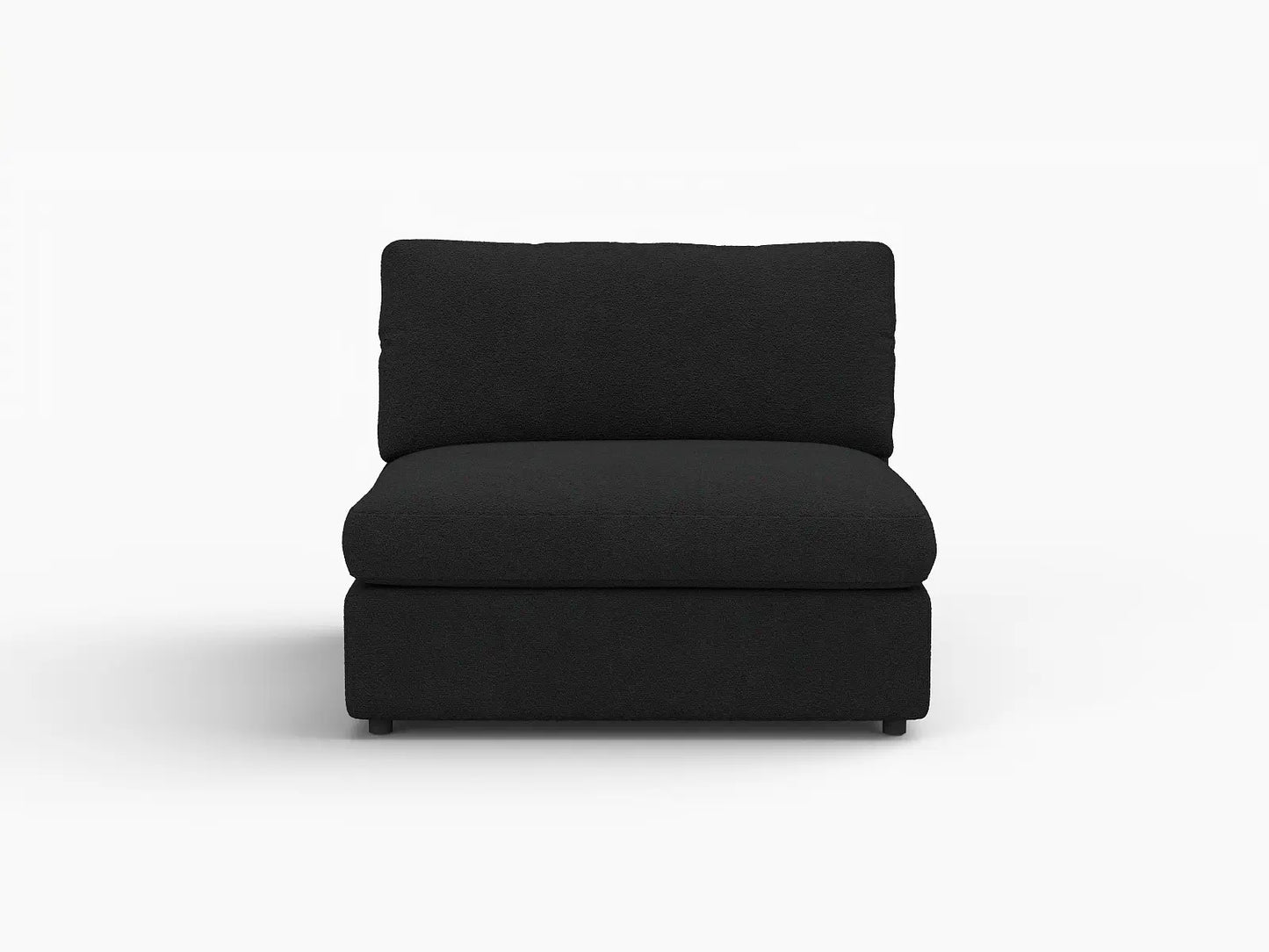 Deluxe Cloud 1-Seater Black Single Sofa | 1-Piece, Bouclé Sherpa-Like Fabric, Living Room Accent, Washable Cushion Covers