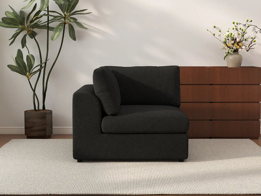 Sofá individual de 1 plaza Deluxe Cloud negro | 1 pieza, tela tipo borrego buclé, decorativo para sala de estar, fundas de cojín lavables