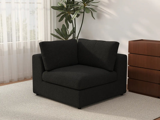 Sofá individual de 1 plaza Deluxe Cloud negro | 1 pieza, tela tipo borrego buclé, decorativo para sala de estar, fundas de cojín lavables
