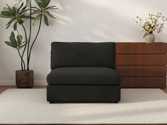 Sofá individual Deluxe Cloud de 1 plaza negro | 1 pieza, tela tipo borrego buclé, decorativo para sala de estar, fundas de cojín lavables