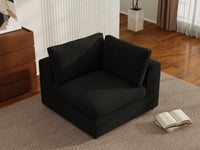 Deluxe Cloud 1-Seater Black Single Sofa | 1-Piece, Bouclé Sherpa-Like Fabric, Living Room Accent, Washable Cushion Covers