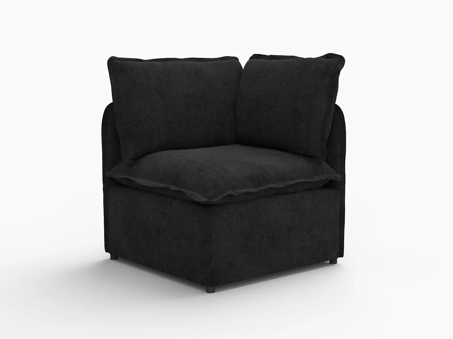 Deluxe Cloud 1-Seater Black Single Sofa | 1-Piece, Linen Look Poly Fabric, Living Room Accent, Washable Cushion Covers