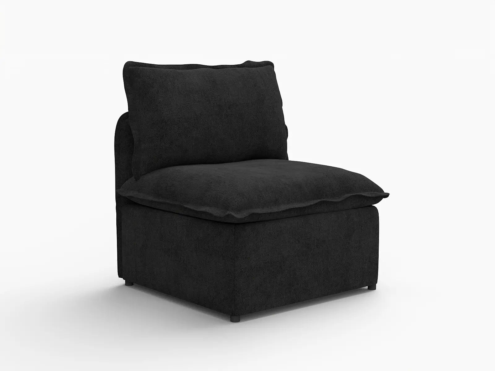 Deluxe Cloud 1-Seater Black Single Sofa | 1-Piece, Linen Look Poly Fabric, Living Room Accent, Washable Cushion Covers