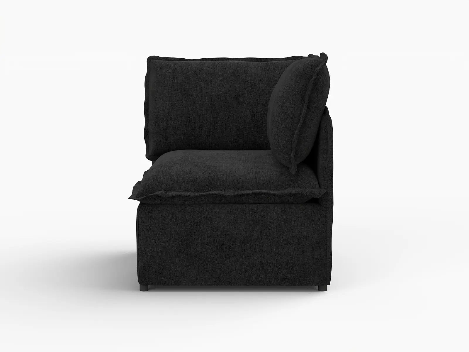 Deluxe Cloud 1-Seater Black Single Sofa | 1-Piece, Linen Look Poly Fabric, Living Room Accent, Washable Cushion Covers