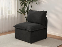 Deluxe Cloud 1-Seater Black Single Sofa | 1-Piece, Linen Look Poly Fabric, Living Room Accent, Washable Cushion Covers