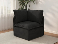 Deluxe Cloud 1-Seater Black Single Sofa | 1-Piece, Linen Look Poly Fabric, Living Room Accent, Washable Cushion Covers