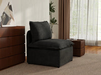 Deluxe Cloud 1-Seater Black Single Sofa | 1-Piece, Linen Look Poly Fabric, Living Room Accent, Washable Cushion Covers