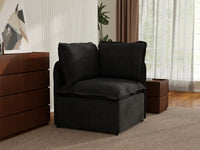 Deluxe Cloud 1-Seater Black Single Sofa | 1-Piece, Linen Look Poly Fabric, Living Room Accent, Washable Cushion Covers