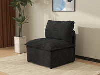 Deluxe Cloud 1-Seater Black Single Sofa | 1-Piece, Linen Look Poly Fabric, Living Room Accent, Washable Cushion Covers