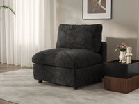 Sofá individual de una plaza Deluxe Cloud negro | 1 pieza, tela de chenilla mezcla de lino, acento para sala de estar, fundas de cojín lavables