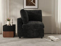 Sofá individual de 1 plaza Deluxe Cloud negro | 1 pieza, tela de chenilla mezcla de lino, asiento decorativo para sala de estar, fundas de cojín lavables