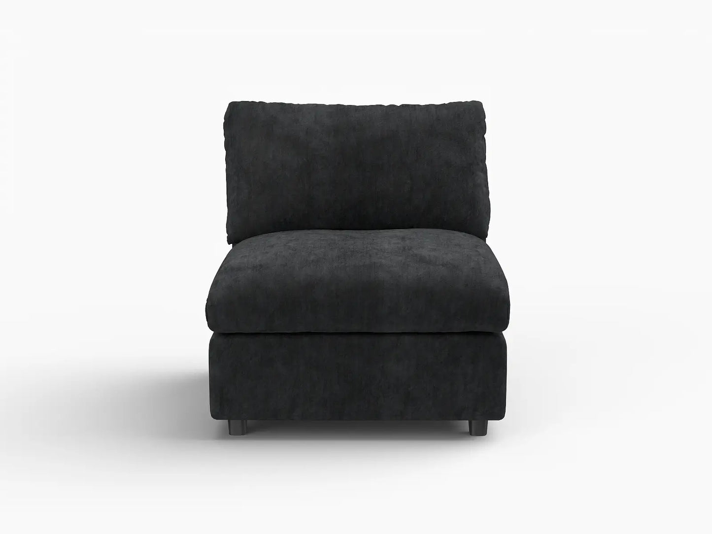 Sofá individual de una plaza Deluxe Cloud negro | 1 pieza, tela de chenilla mezcla de lino, acento para sala de estar, fundas de cojín lavables
