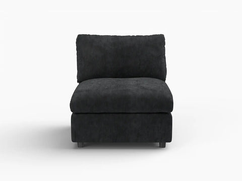 Lounge Cloud Sectional Sofa Covers | Black Linen-Blend Chenille Sofa Cover for 1-Seater