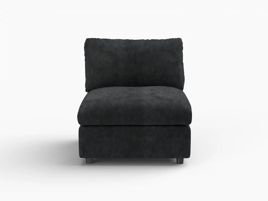 Lounge Cloud Sectional Sofa Covers | Black Linen-Blend Chenille Sofa Cover for 1-Seater