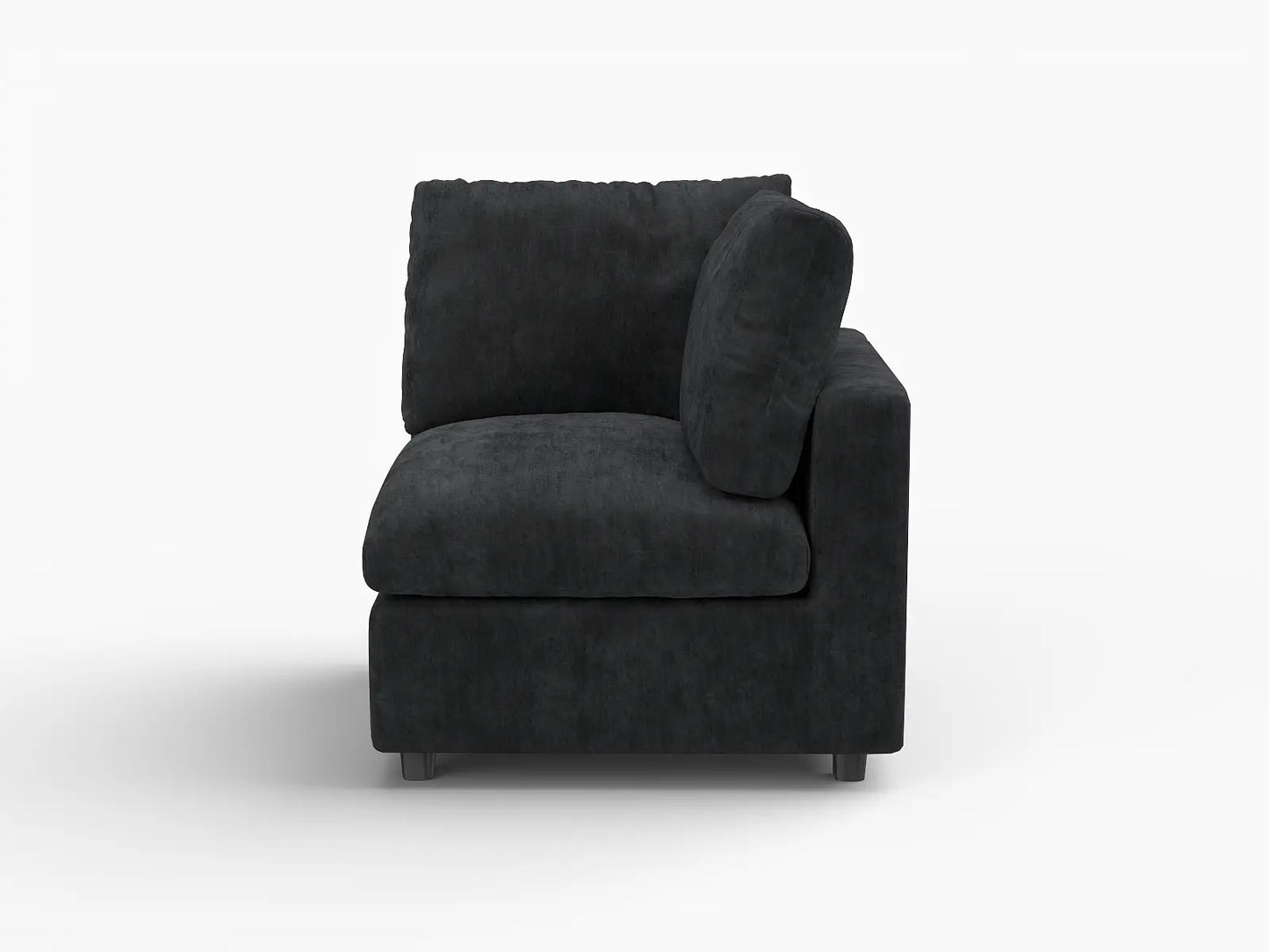 Sofá individual de 1 plaza Deluxe Cloud negro | 1 pieza, tela de chenilla mezcla de lino, asiento decorativo para sala de estar, fundas de cojín lavables