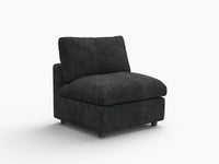 Sofá individual de una plaza Deluxe Cloud negro | 1 pieza, tela de chenilla mezcla de lino, acento para sala de estar, fundas de cojín lavables
