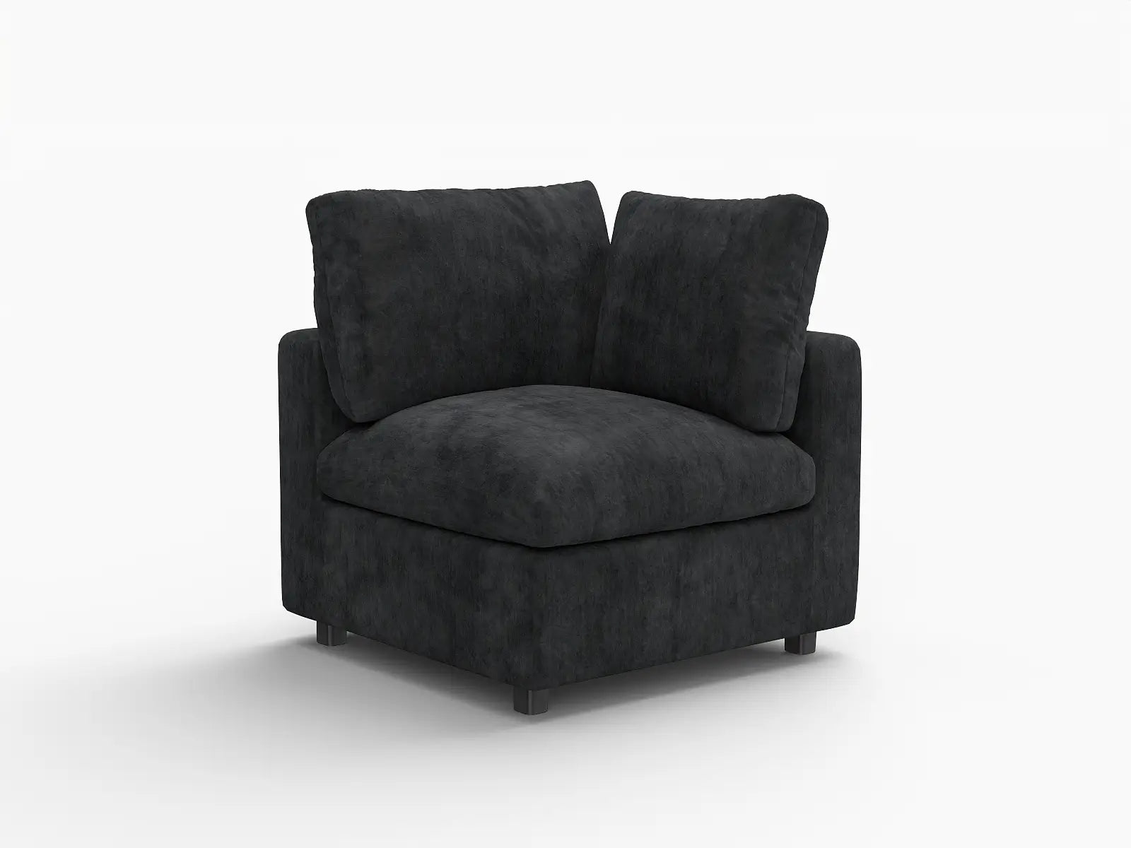 Sofá individual de 1 plaza Deluxe Cloud negro | 1 pieza, tela de chenilla mezcla de lino, asiento decorativo para sala de estar, fundas de cojín lavables