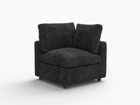 Sofá individual de 1 plaza Deluxe Cloud negro | 1 pieza, tela de chenilla mezcla de lino, asiento decorativo para sala de estar, fundas de cojín lavables