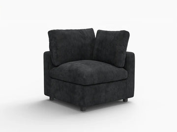 Fundas de sofá seccional Lounge Cloud | Funda de sofá de chenilla mezcla de lino negra para 1 asiento