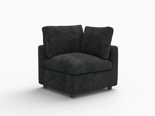 Lounge Cloud Sectional Sofa Covers | Black Linen-Blend Chenille Sofa Cover for 1-Seater