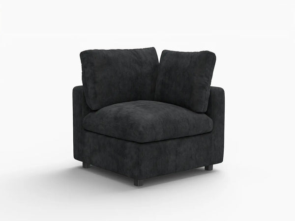 Fundas de sofá seccional Lounge Cloud | Funda de sofá de chenilla mezcla de lino negra para 1 asiento