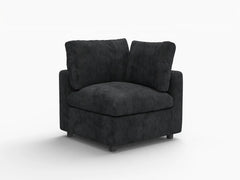 Fundas de sofá seccional Lounge Cloud | Funda de sofá de chenilla mezcla de lino negra para 1 asiento