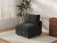 Sofá individual de una plaza Deluxe Cloud negro | 1 pieza, tela de chenilla mezcla de lino, acento para sala de estar, fundas de cojín lavables
