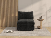 Sofá individual de una plaza Deluxe Cloud negro | 1 pieza, tela de chenilla mezcla de lino, acento para sala de estar, fundas de cojín lavables