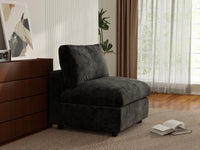 Sofá individual de una plaza Deluxe Cloud negro | 1 pieza, tela de chenilla mezcla de lino, acento para sala de estar, fundas de cojín lavables