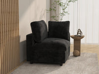Sofá individual de 1 plaza Deluxe Cloud negro | 1 pieza, tela de chenilla mezcla de lino, asiento decorativo para sala de estar, fundas de cojín lavables