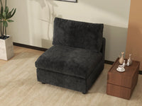 Sofá individual de una plaza Deluxe Cloud negro | 1 pieza, tela de chenilla mezcla de lino, acento para sala de estar, fundas de cojín lavables