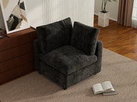 Sofá individual de 1 plaza Deluxe Cloud negro | 1 pieza, tela de chenilla mezcla de lino, asiento decorativo para sala de estar, fundas de cojín lavables