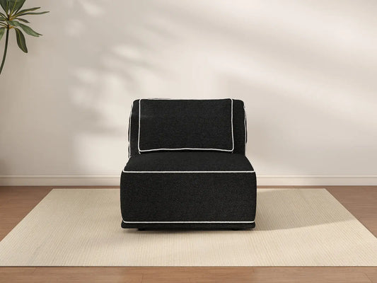 Deluxe Cloud 1-Seater Black Small Space Single Sofa | 1-Piece, Bouclé Sherpa-Like Fabric, Easy To Clean