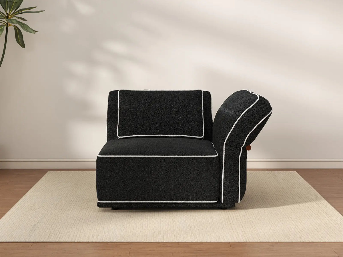 Deluxe Cloud 1-Seater Black Small Space Single Sofa | 1-Piece, Bouclé Sherpa-Like Fabric, Easy To Clean
