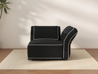 Deluxe Cloud 1-Seater Black Small Space Single Sofa | 1-Piece, Bouclé Sherpa-Like Fabric, Easy To Clean