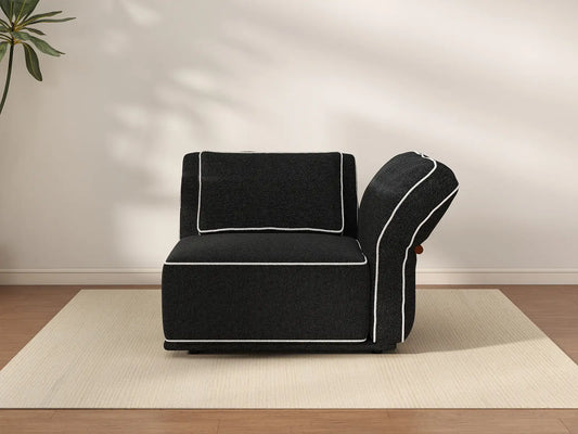 Deluxe Cloud 1-Seater Black Small Space Single Sofa | 1-Piece, Bouclé Sherpa-Like Fabric, Easy To Clean