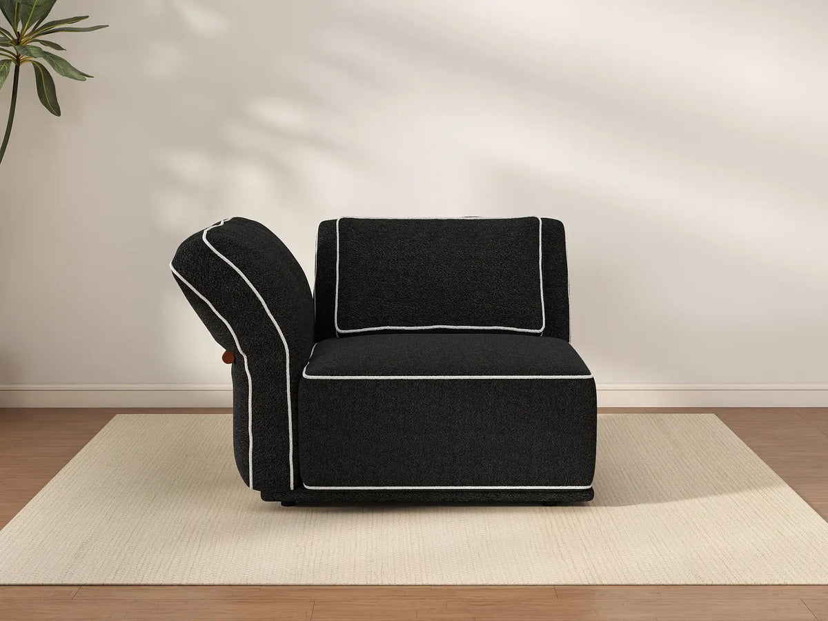 Deluxe Cloud 1-Seater Black Small Space Single Sofa | 1-Piece, Bouclé Sherpa-Like Fabric, Easy To Clean