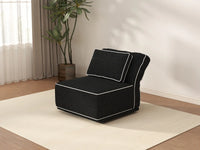 Deluxe Cloud 1-Seater Black Small Space Single Sofa | 1-Piece, Bouclé Sherpa-Like Fabric, Easy To Clean