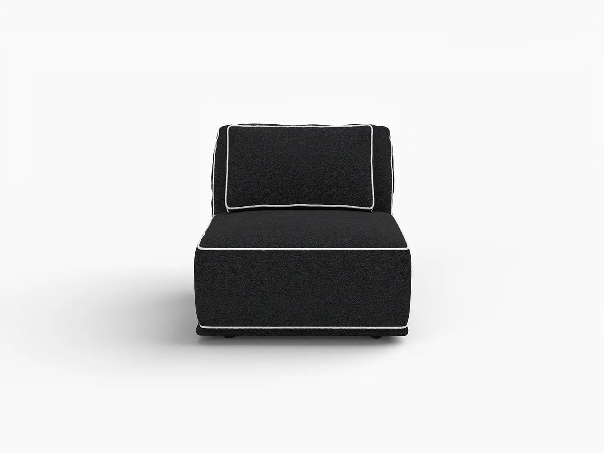 Deluxe Cloud 1-Seater Black Small Space Single Sofa | 1-Piece, Bouclé Sherpa-Like Fabric, Easy To Clean