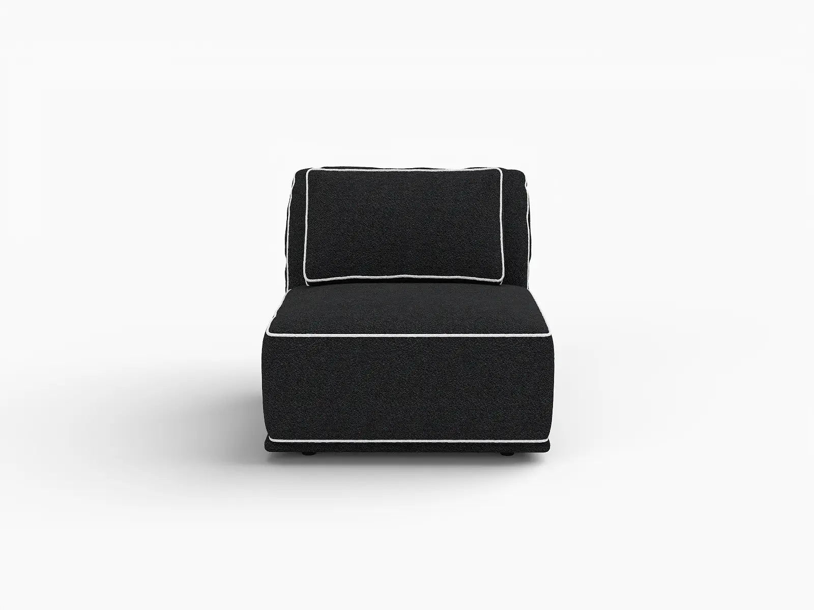 Deluxe Cloud 1-Seater Black Small Space Single Sofa | 1-Piece, Bouclé Sherpa-Like Fabric, Easy To Clean