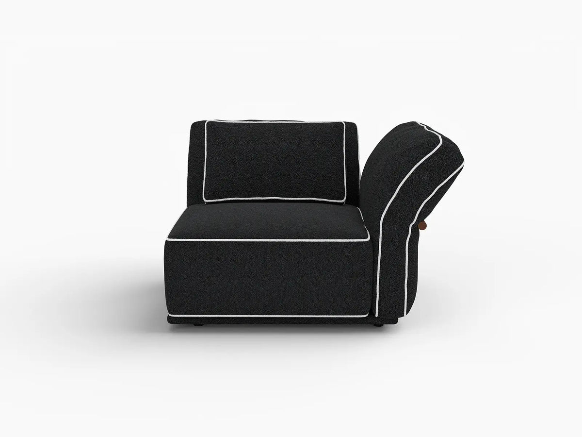 Deluxe Cloud 1-Seater Black Small Space Single Sofa | 1-Piece, Bouclé Sherpa-Like Fabric, Easy To Clean