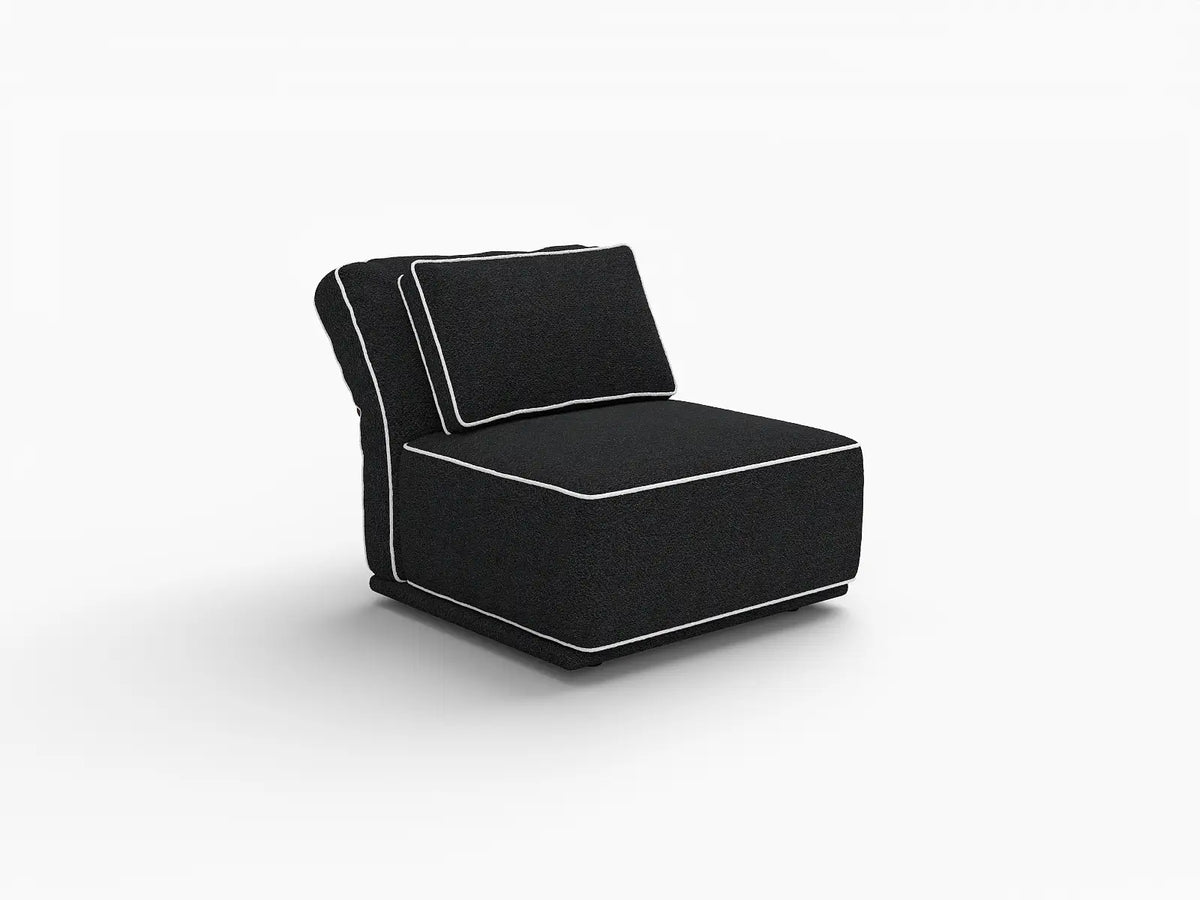 Deluxe Cloud 1-Seater Black Small Space Single Sofa | 1-Piece, Bouclé Sherpa-Like Fabric, Easy To Clean