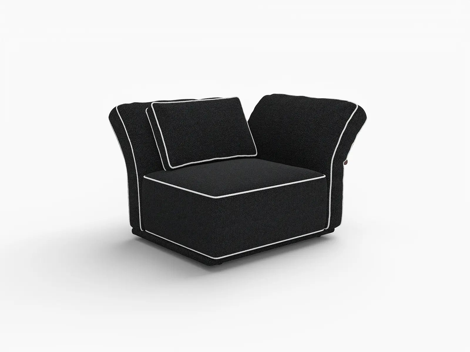 Deluxe Cloud 1-Seater Black Small Space Single Sofa | 1-Piece, Bouclé Sherpa-Like Fabric, Easy To Clean