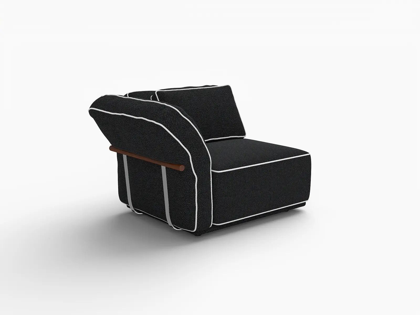 Deluxe Cloud 1-Seater Black Small Space Single Sofa | 1-Piece, Bouclé Sherpa-Like Fabric, Easy To Clean