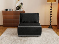 Deluxe Cloud 1-Seater Black Small Space Single Sofa | 1-Piece, Bouclé Sherpa-Like Fabric, Easy To Clean