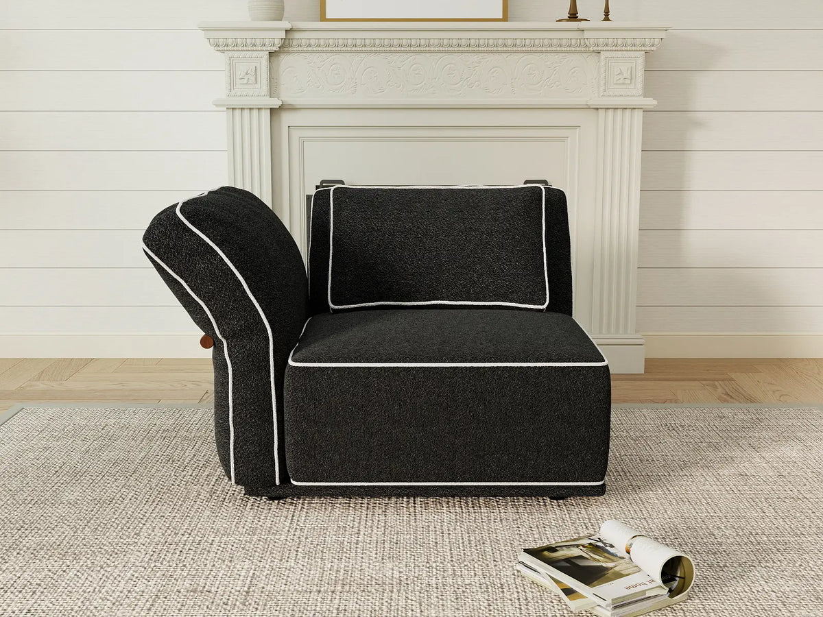 Deluxe Cloud 1-Seater Black Small Space Single Sofa | 1-Piece, Bouclé Sherpa-Like Fabric, Easy To Clean