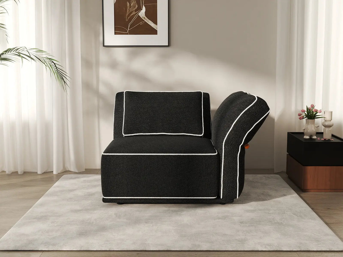 Deluxe Cloud 1-Seater Black Small Space Single Sofa | 1-Piece, Bouclé Sherpa-Like Fabric, Easy To Clean