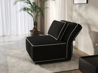 Deluxe Cloud 1-Seater Black Small Space Single Sofa | 1-Piece, Bouclé Sherpa-Like Fabric, Easy To Clean