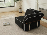 Deluxe Cloud 1-Seater Black Small Space Single Sofa | 1-Piece, Bouclé Sherpa-Like Fabric, Easy To Clean