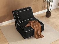 Deluxe Cloud 1-Seater Black Small Space Single Sofa | 1-Piece, Bouclé Sherpa-Like Fabric, Easy To Clean
